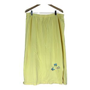 Quacker Factory Yellow Butterfly Maxi Skirt WOMENS 2X Plus Elastic Waist Pull On